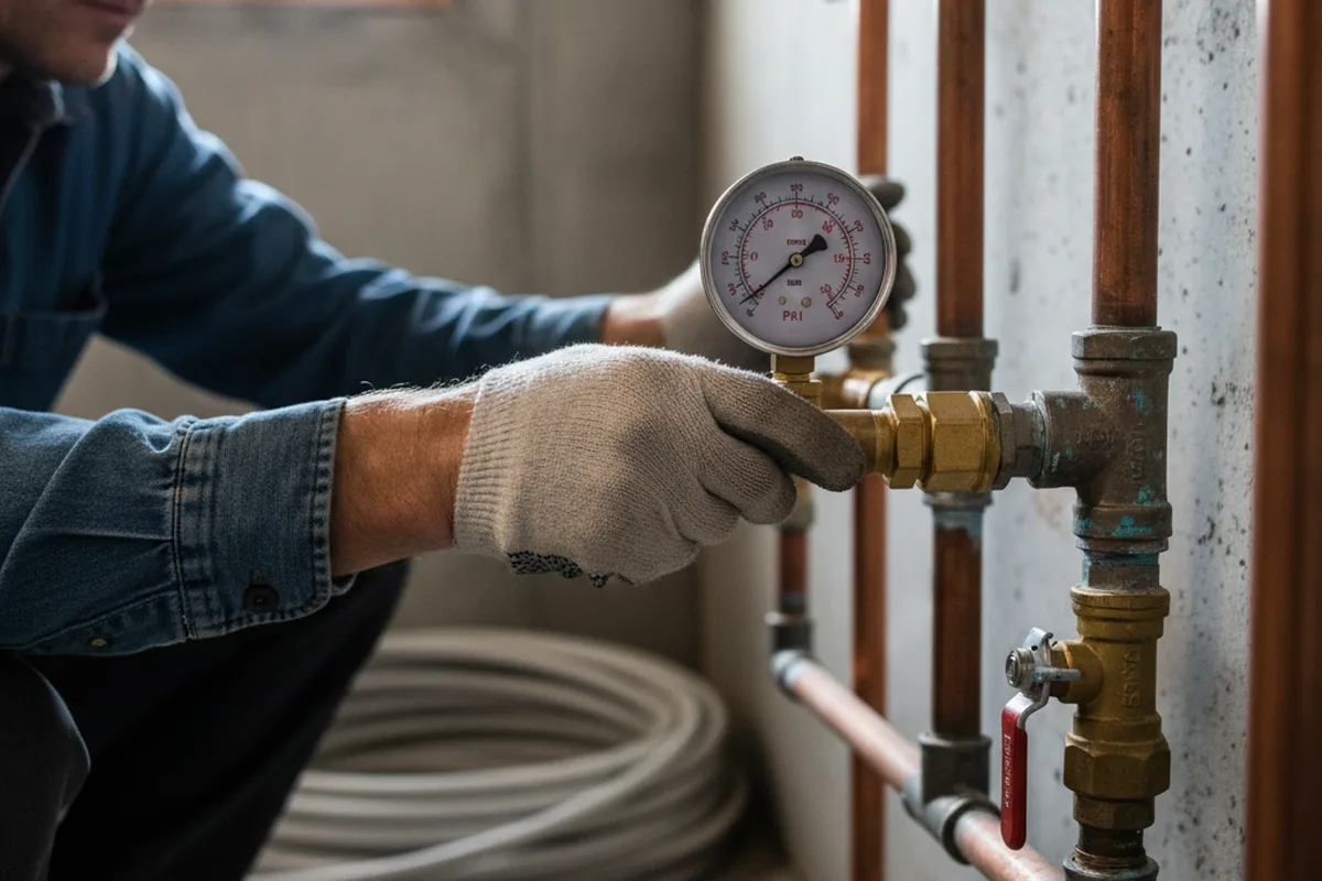 Pressure testing a repaired line during Water Line Repair in New Braunfels